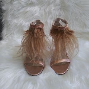 Brian Atwood Tan Feather Heels